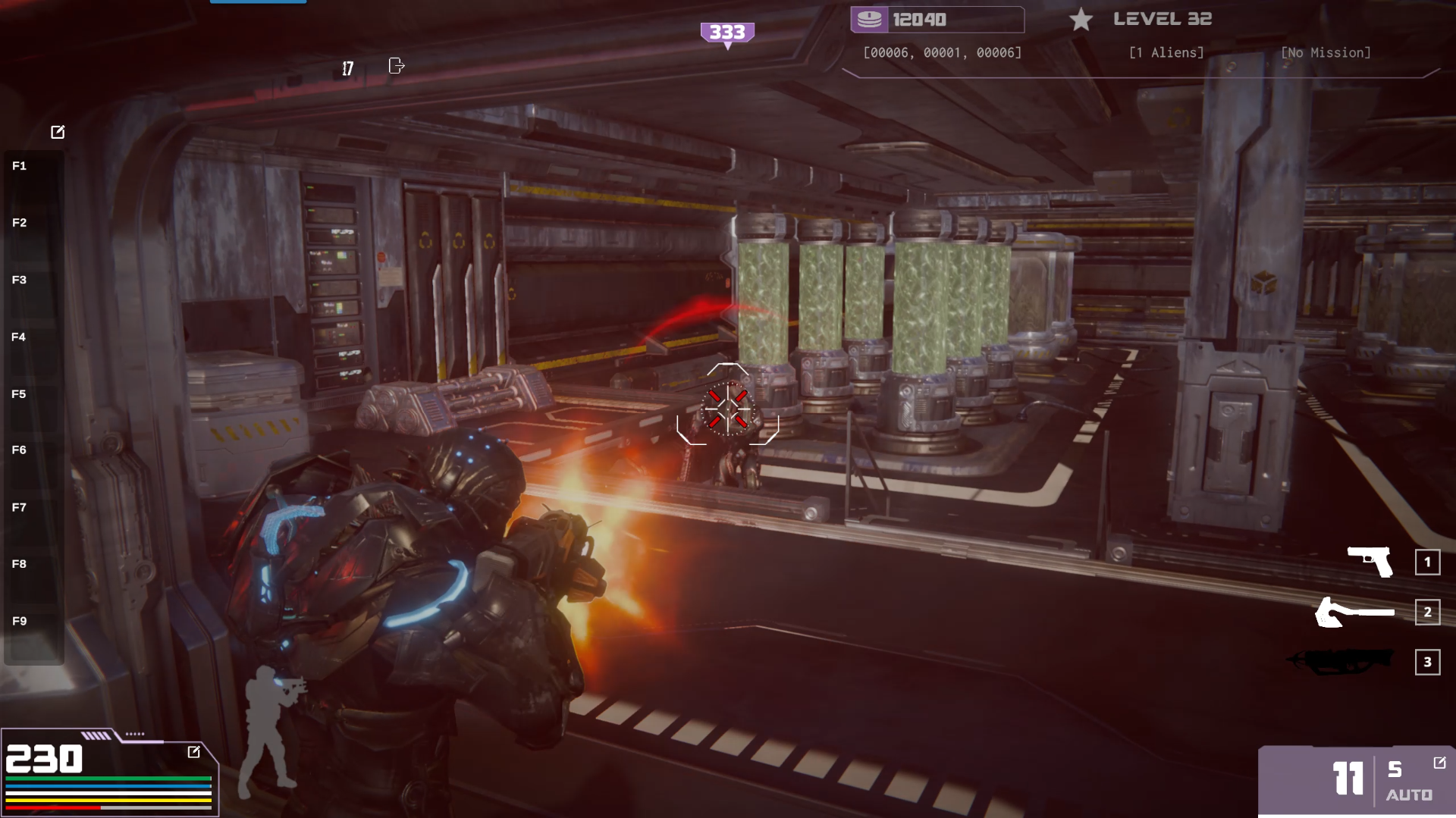 In-engine image of Subject ZOA398 firing inside an industrial laboratory.